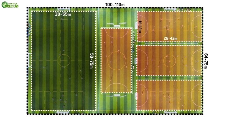 So sánh sân 11 với sân 7 và sân 5